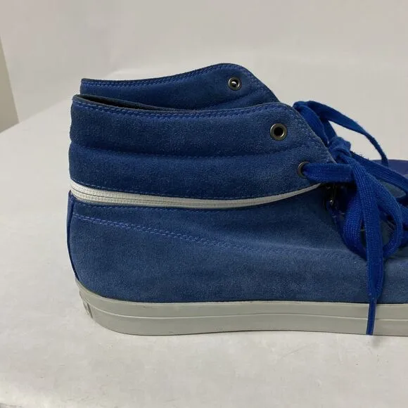 Bikkembergs Antra Blue Suede Leather Mid Low Top Zipper Sneakers Shoes 45 11.5