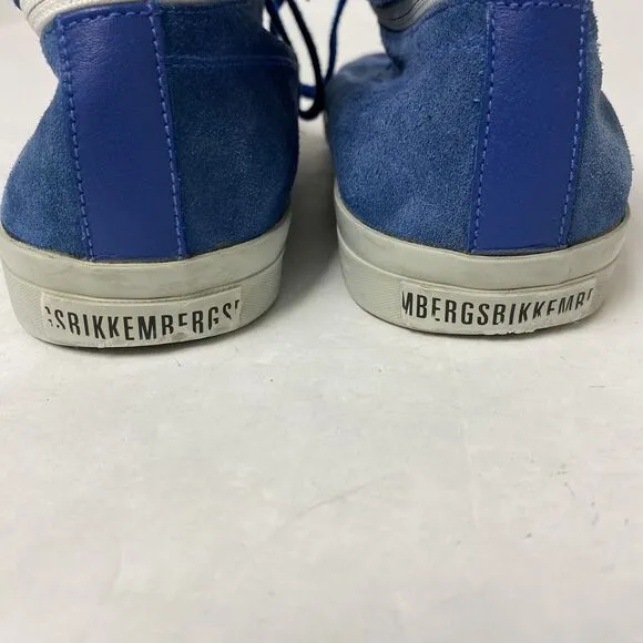 Bikkembergs Antra Blue Suede Leather Mid Low Top Zipper Sneakers Shoes 45 11.5