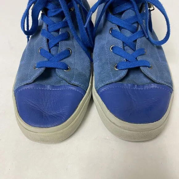 Bikkembergs Antra Blue Suede Leather Mid Low Top Zipper Sneakers Shoes 45 11.5
