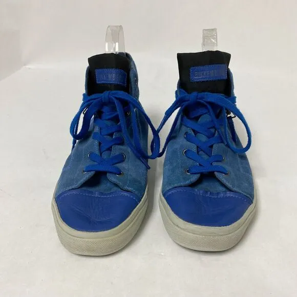 Bikkembergs Antra Blue Suede Leather Mid Low Top Zipper Sneakers Shoes 45 11.5