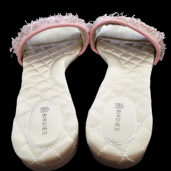 Birdies The Sparrow In Blush Fringed Slide