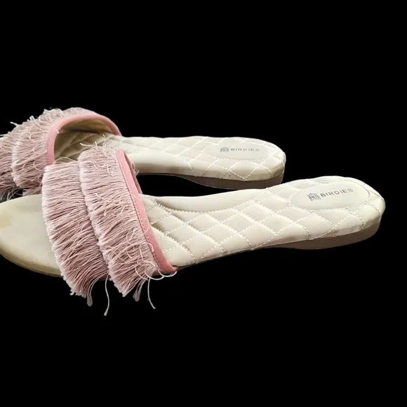 Birdies The Sparrow In Blush Fringed Slide