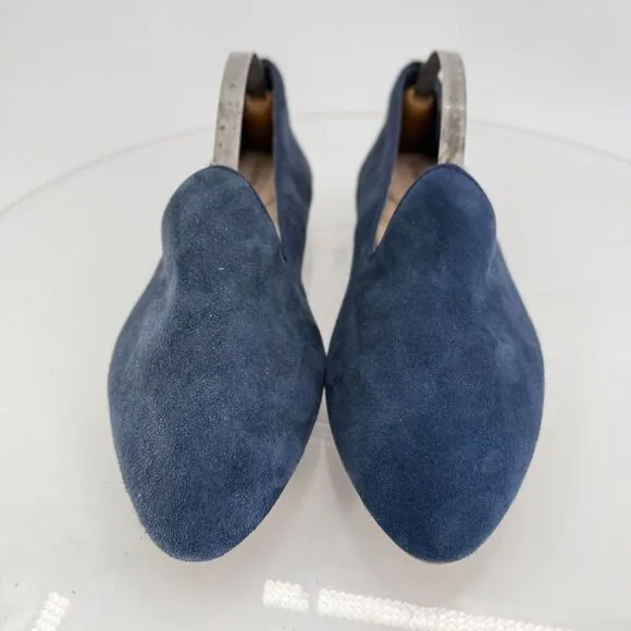 Birdies Womens Slip On Shoes Heron Flats Navy Blue Suede Leather Size 7