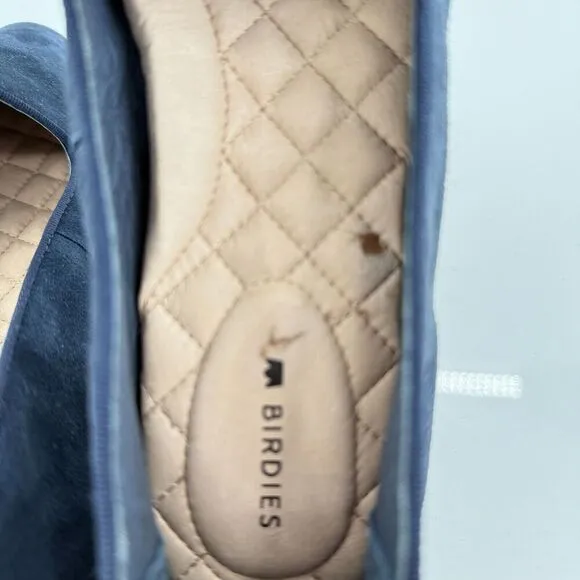 Birdies Womens Slip On Shoes Heron Flats Navy Blue Suede Leather Size 7