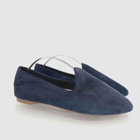 Birdies Womens Slip On Shoes Heron Flats Navy Blue Suede Leather Size 7