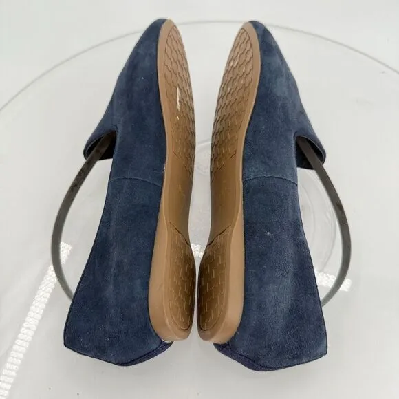 Birdies Womens Slip On Shoes Heron Flats Navy Blue Suede Leather Size 7