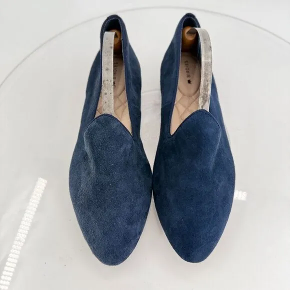 Birdies Womens Slip On Shoes Heron Flats Navy Blue Suede Leather Size 7