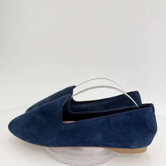 Birdies Womens Slip On Shoes Heron Flats Navy Blue Suede Leather Size 7