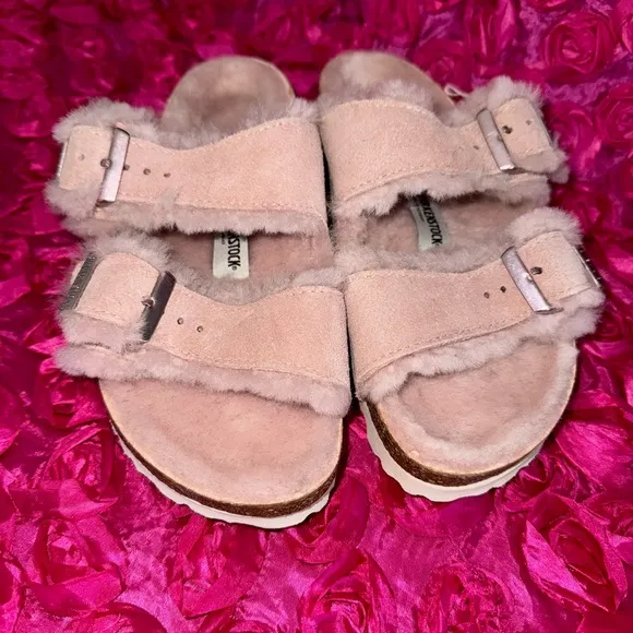 Birkenstock Arizona Shearling Light Rose Suede
