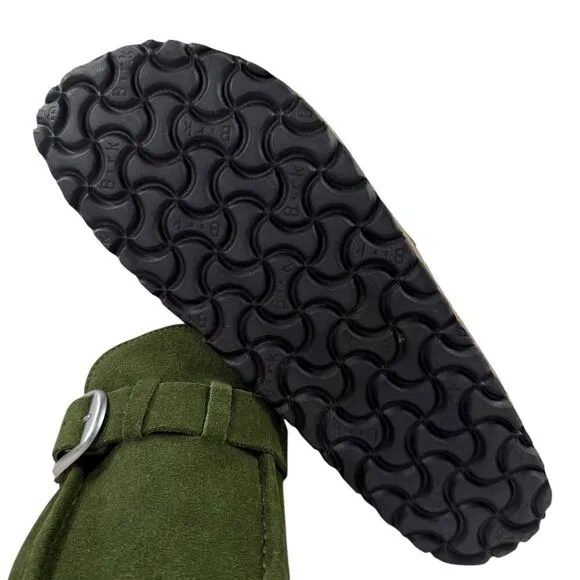 Birkenstock Buckley 41 EU Suede Green Shearling Lined Clogs Shoes Women Sz 10 US