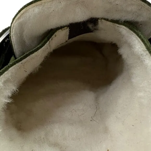 Birkenstock Buckley 41 EU Suede Green Shearling Lined Clogs Shoes Women Sz 10 US