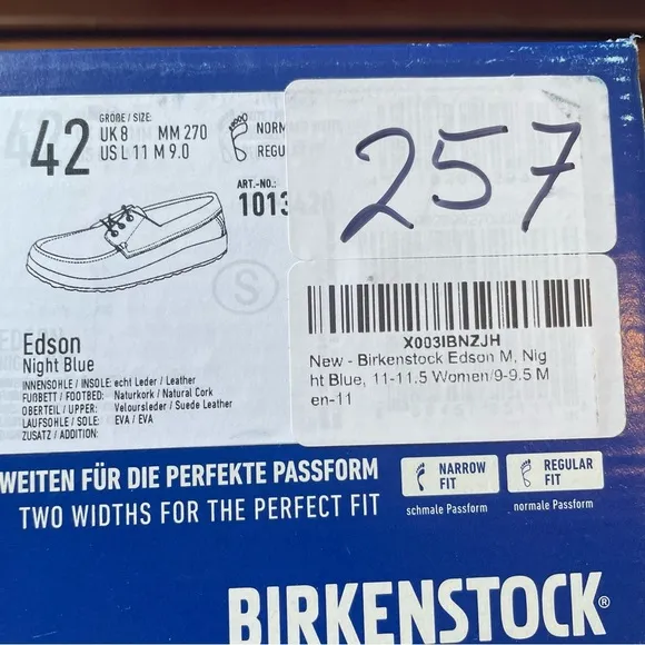 Birkenstock Edson Blue Suede Shoes Size 11 NIB