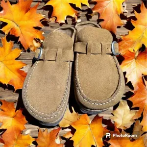 Birkenstock EUR 40 tea brown suede clog shoes with cork footbed