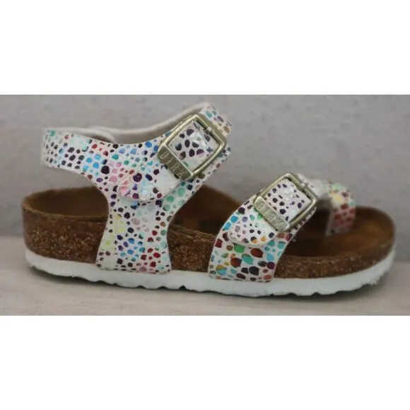 Birkenstock  Girls' Sz 24 US 6-6.5 White Taormina Mosaic Sandals