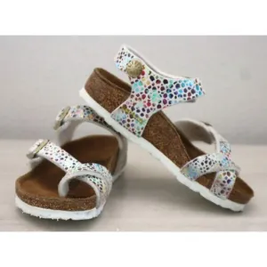 Birkenstock  Girls' Sz 24 US 6-6.5 White Taormina Mosaic Sandals