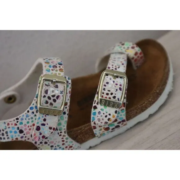 Birkenstock  Girls' Sz 24 US 6-6.5 White Taormina Mosaic Sandals