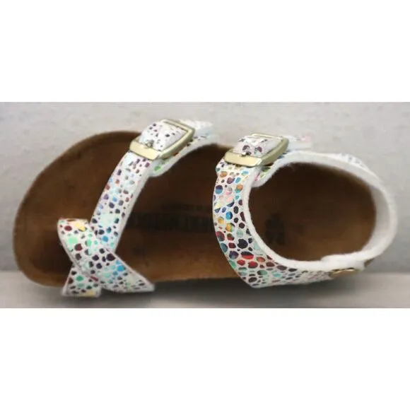 Birkenstock  Girls' Sz 24 US 6-6.5 White Taormina Mosaic Sandals