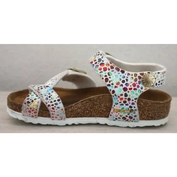 Birkenstock  Girls' Sz 24 US 6-6.5 White Taormina Mosaic Sandals