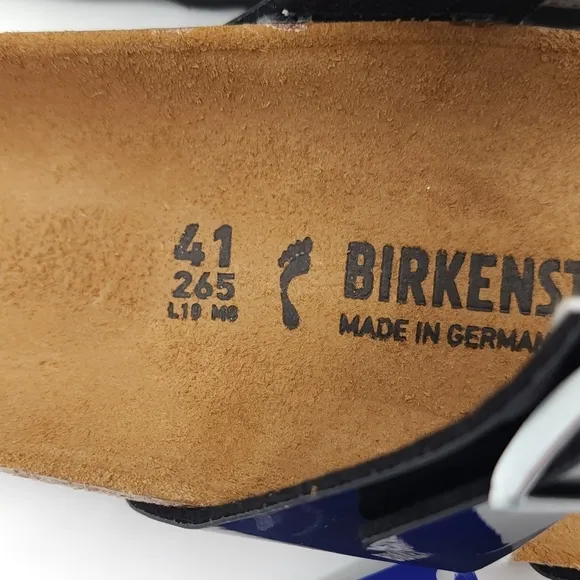 Birkenstock Mayari Black Shiny Patent Cork Reg Footbed Sandal Size 10 Narrow Fit