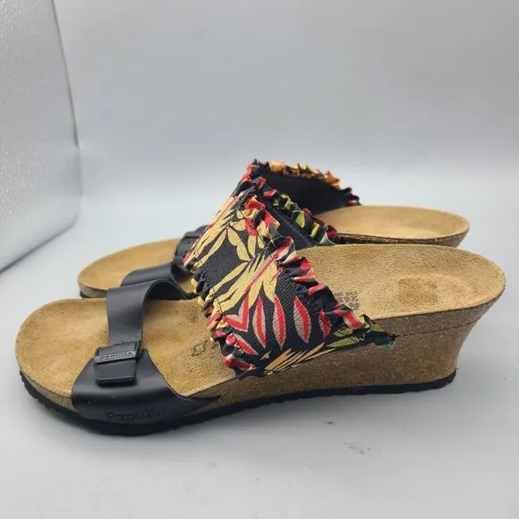 Birkenstock Papillio Women Wedge Sandals Slide Straps Floral Ruffle Sz 10/ 41