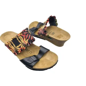 Birkenstock Papillio Women Wedge Sandals Slide Straps Floral Ruffle Sz 10/ 41
