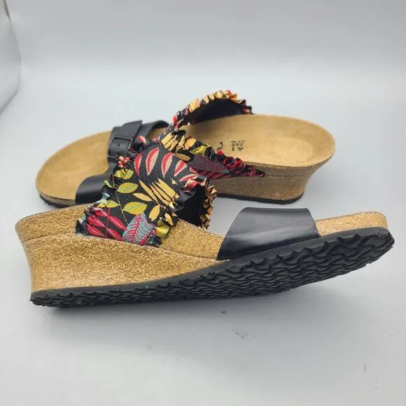 Birkenstock Papillio Women Wedge Sandals Slide Straps Floral Ruffle Sz 10/ 41