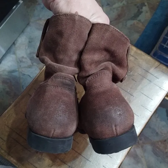 Birkenstock Sarina espresso brown suede leather slouch ankle boots