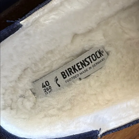 Birkenstock sz 40 US 9 Buckley shearling Navy Suede Shoes great condition