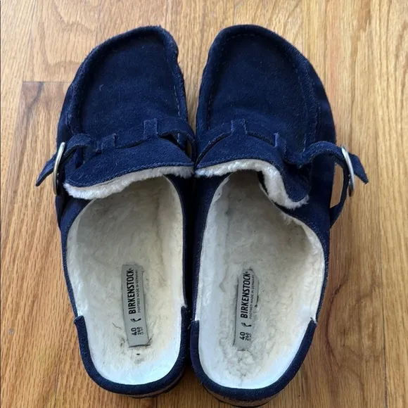 Birkenstock sz 40 US 9 Buckley shearling Navy Suede Shoes great condition