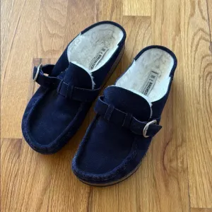 Birkenstock sz 40 US 9 Buckley shearling Navy Suede Shoes great condition