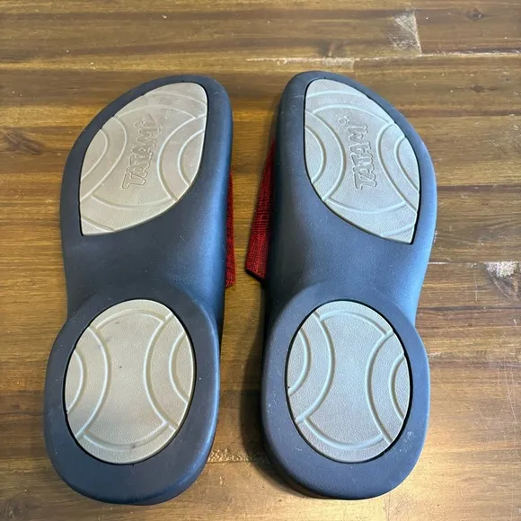 Birkenstock Tatami Red Black Embossed Sandals Rubber Men’s 10 Narrow Open Slide