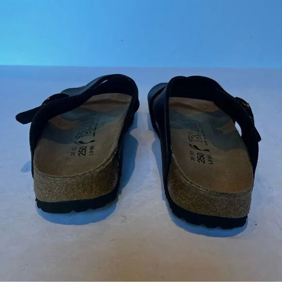 Birki's 250 Leather Sandals Black/Tan Ladies 8, Mens 6 Look new! Criss Cross