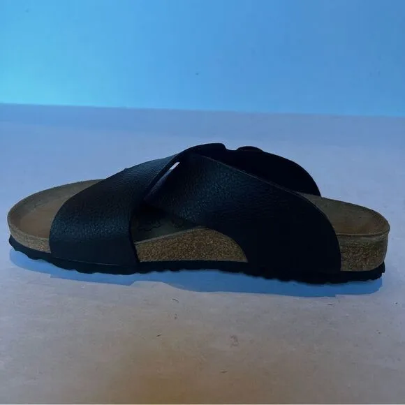 Birki's 250 Leather Sandals Black/Tan Ladies 8, Mens 6 Look new! Criss Cross