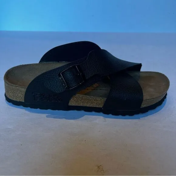 Birki's 250 Leather Sandals Black/Tan Ladies 8, Mens 6 Look new! Criss Cross