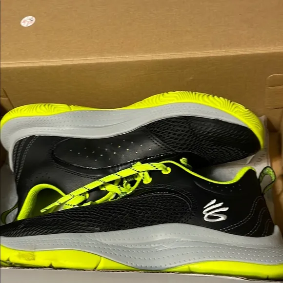 Black and Neon Green Athletic Shoes