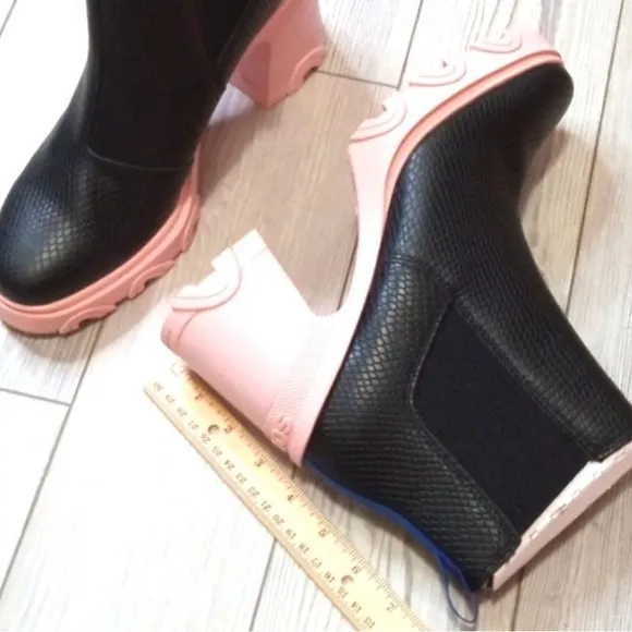 Black Boots with Pink Soles