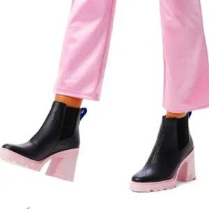 Black Boots with Pink Soles