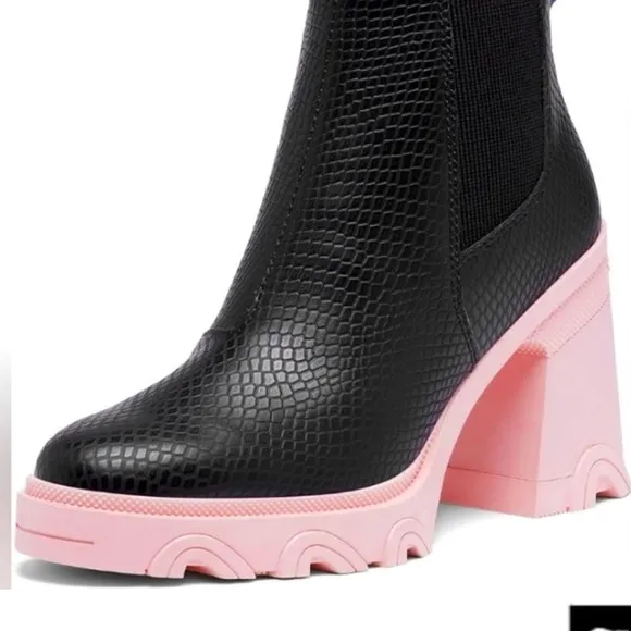 Black Boots with Pink Soles