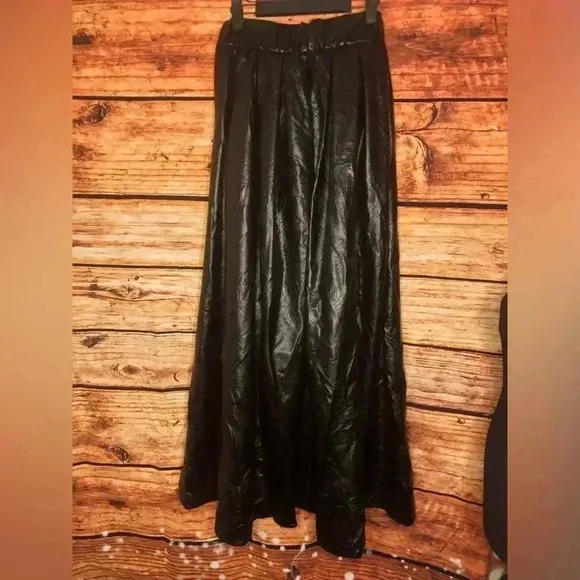 Black Faux leather Ballroom Skirt