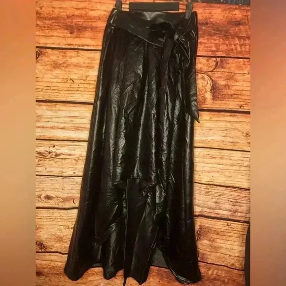 Black Faux leather Ballroom Skirt