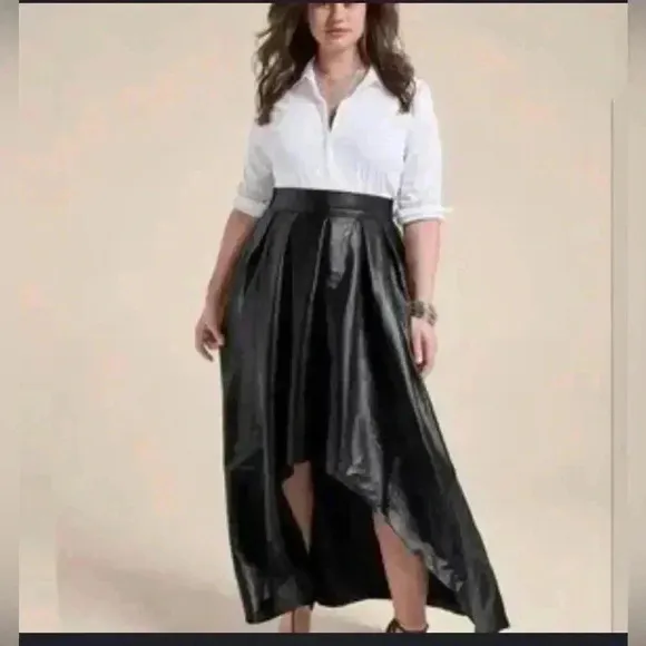 Black Faux leather Ballroom Skirt