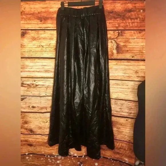 Black Faux leather Ballroom Skirt