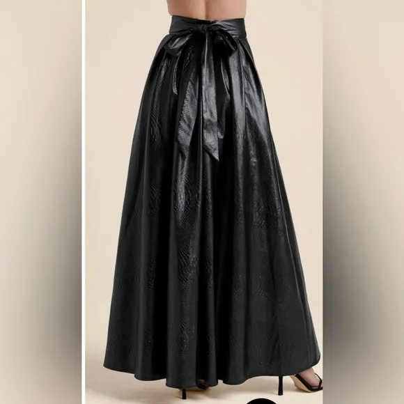 Black Faux leather Ballroom Skirt