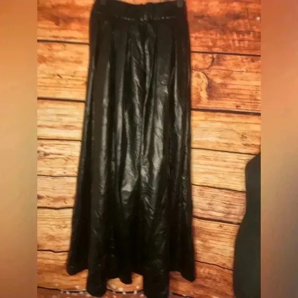 Black Faux leather Ballroom Skirt
