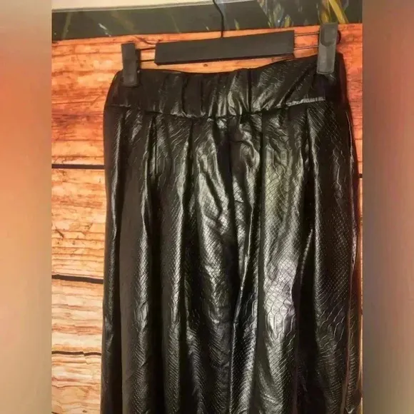 Black Faux leather Ballroom Skirt
