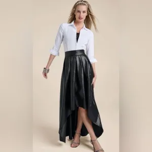 Black Faux leather Ballroom Skirt