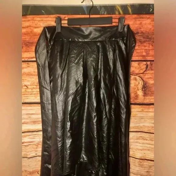 Black Faux leather Ballroom Skirt