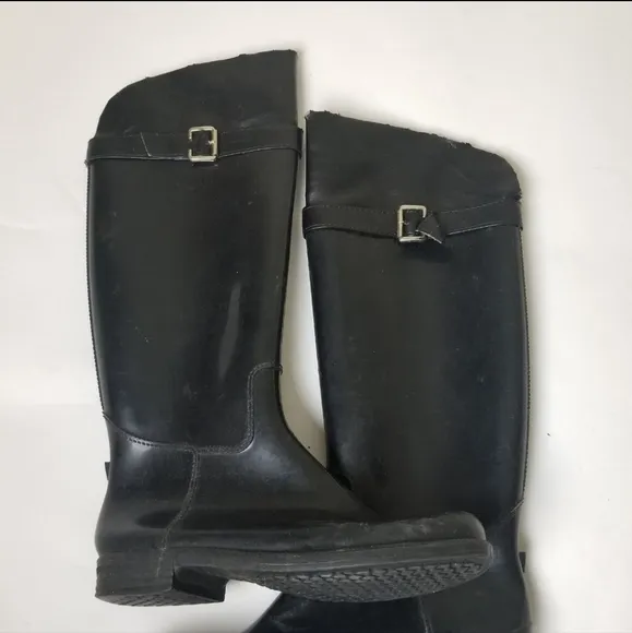 Black Tall Rubber Rain Boots Size 11