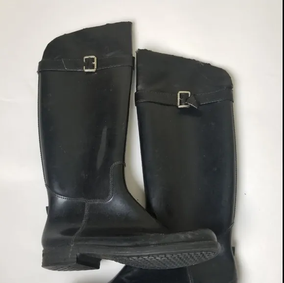 Black Tall Rubber Rain Boots Size 11