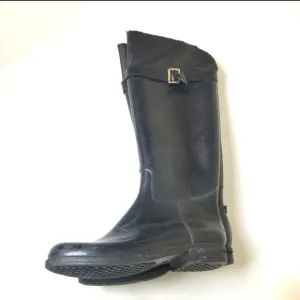 Black Tall Rubber Rain Boots Size 11